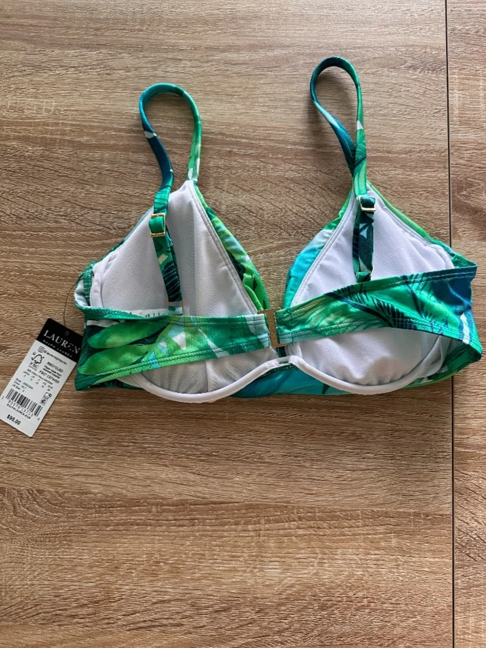 Ralph Lauren Green Tropical Print Bikini TOP ONLY Size 8